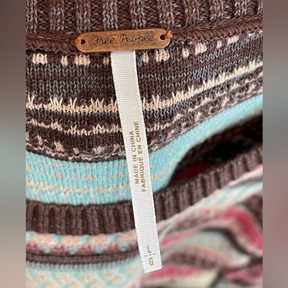 Free People L Brown/Cream Striped Sweater - Picture 3 of 6